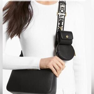 Michael Kors Black Gold Hardware Jet Set Crossbody Bag Case for Apple Air pods